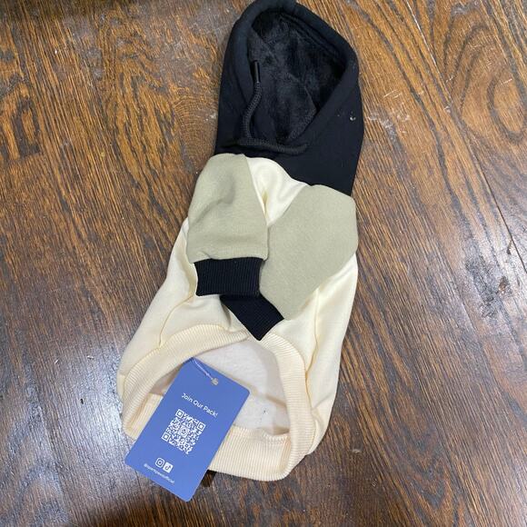 Spark Paws Olive Cream Dog Hoodie Size Small Cream Black Green Fleece Lined - Picture 7 of 10